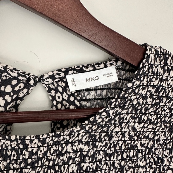 MANGO Teen Ruffled Smocked Leopard Print Dress — Girls Size L - Picture 2 of 7